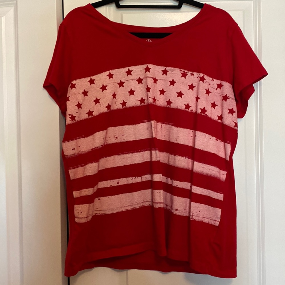 Red American Flag printed top in size XL